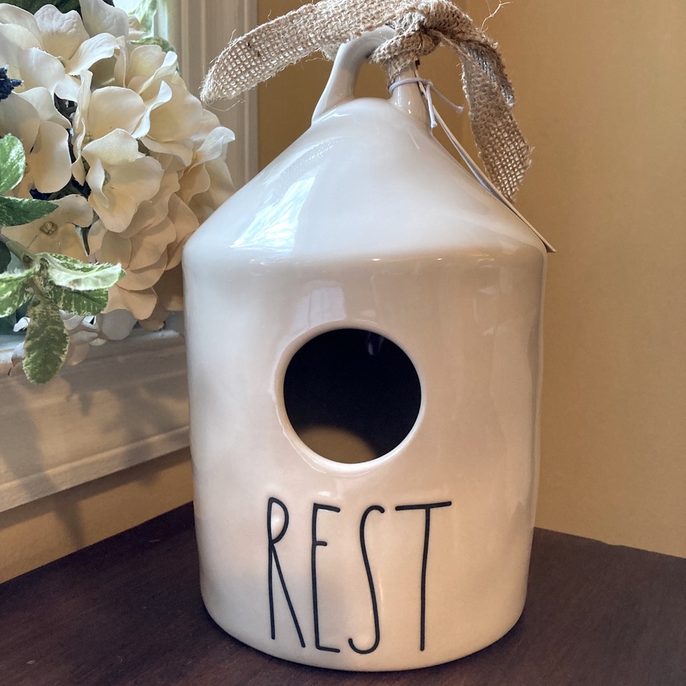 Rae Dunn REST ceramic birdhouse